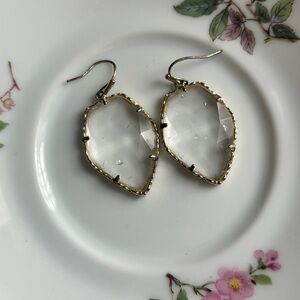 Kendra Scott Corley Gold Tone Clear Crackle Drop Dangle Earrings